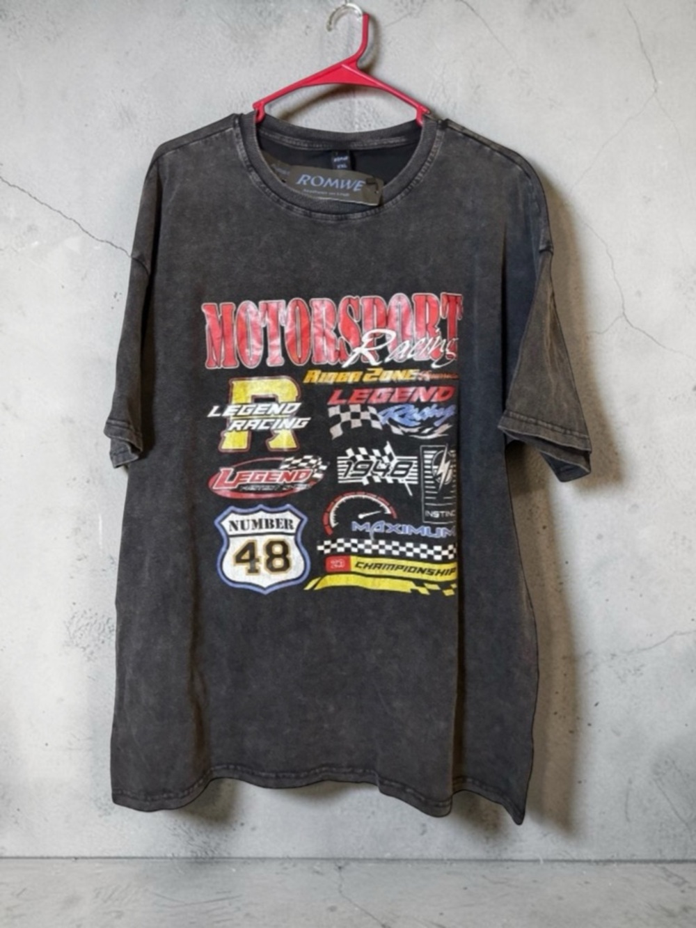 NWT! ROMWE Racing Men’s 2XL Graphic Tee Motocross Grunge Casual Streetwear Race